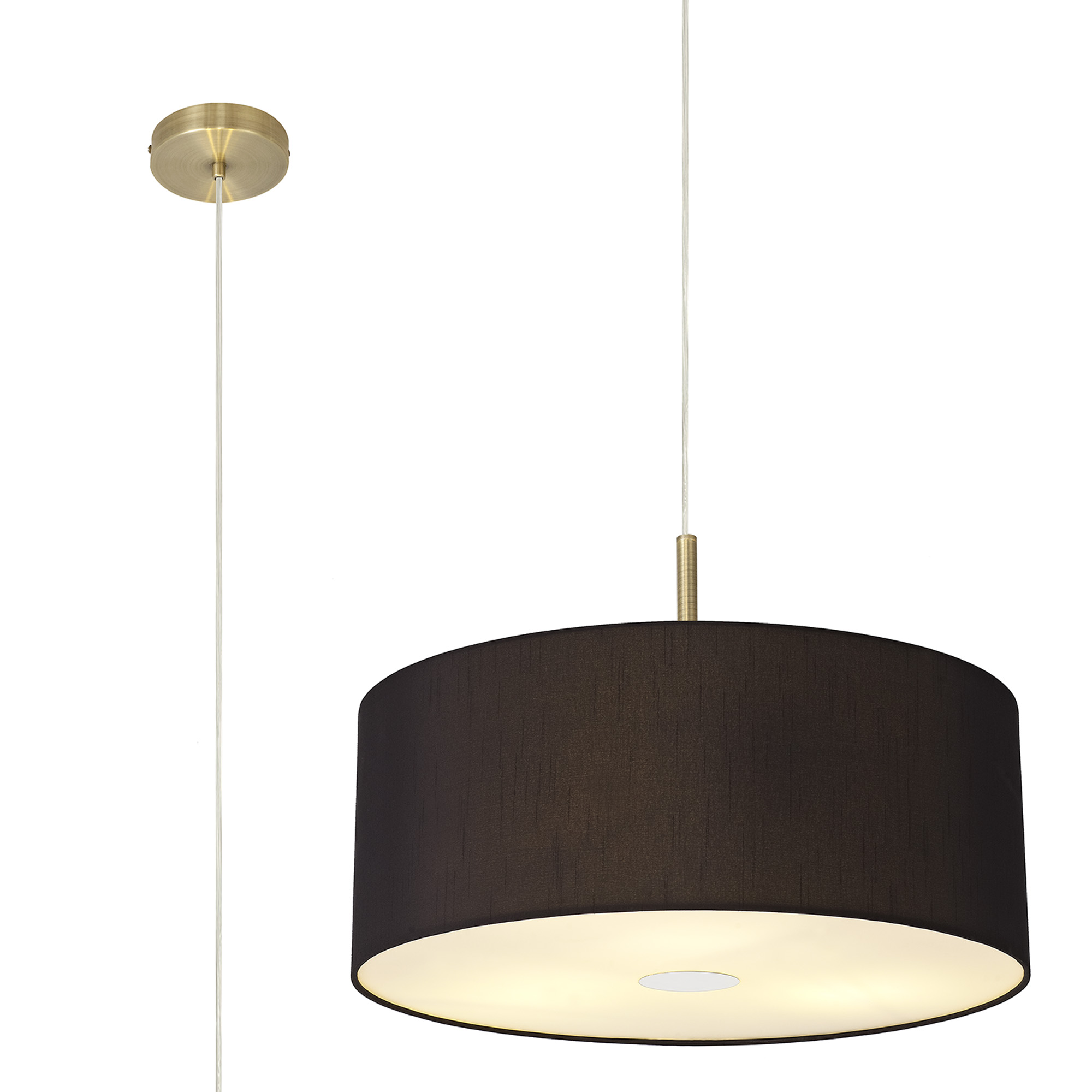 Baymont 50cm 3 Light Pendant Antique Brass, Black, Frosted Diffuser